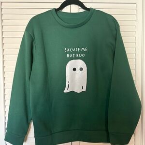 Green Ghost Print Sweatshirt
